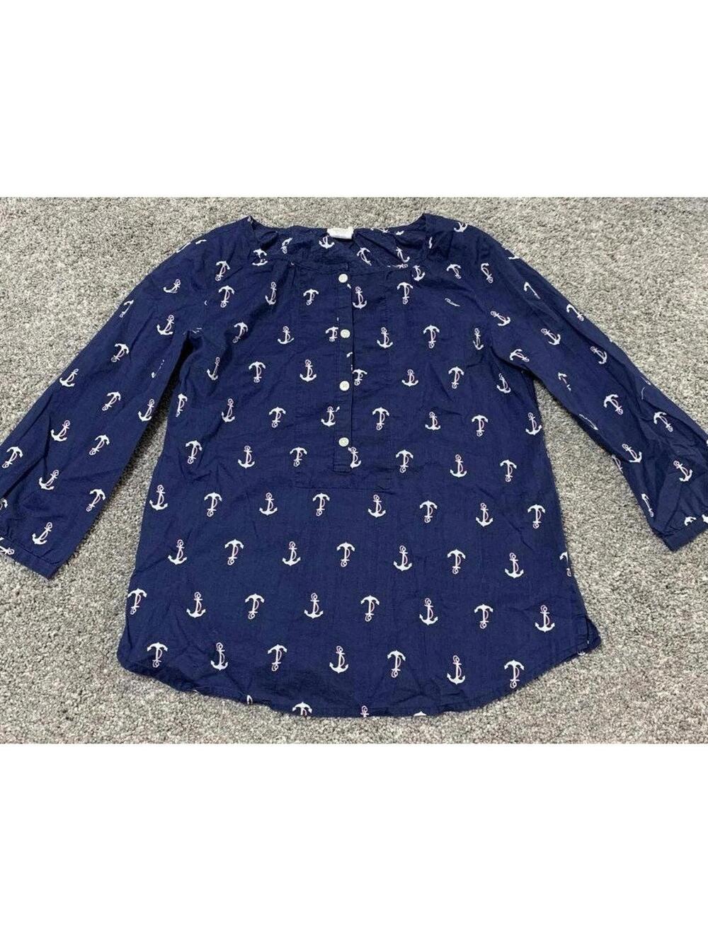 CrewCuts by J.Crew Girl's Youth Navy Palm Tree Blouse Top size 12